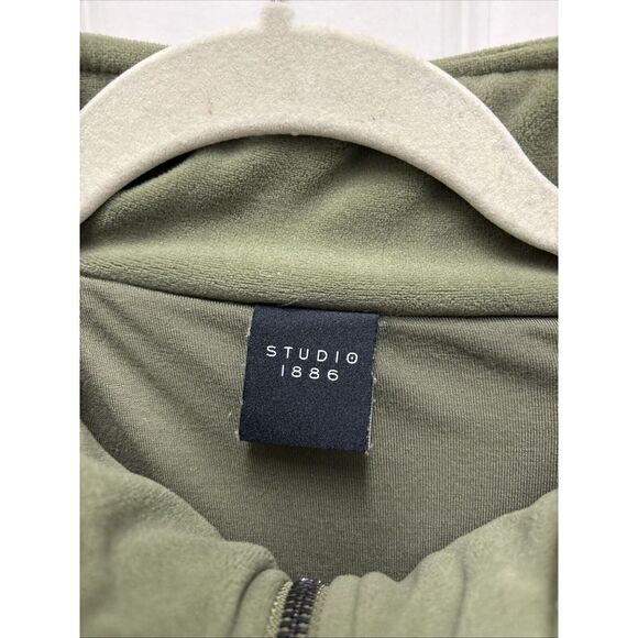 Vintage Velour Botanical Green Puffer Jacket - Size 16 - Picture 2 of 7